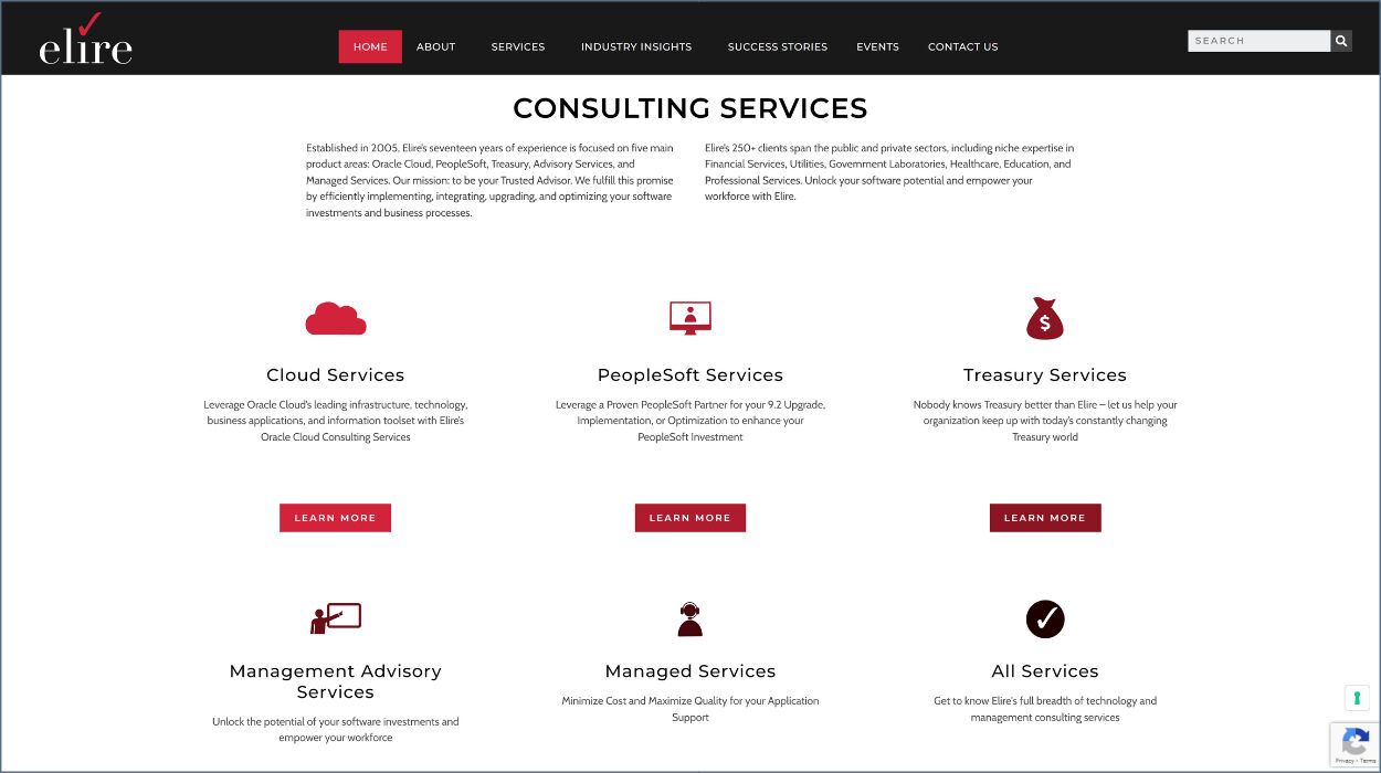 Elire Consulting Services Web Screenshot